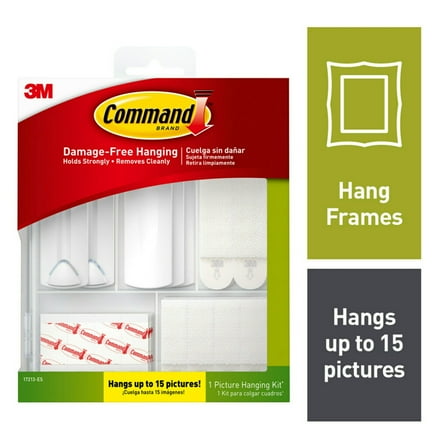 Command Holiday Decorations Kit, White Picture Hangers, Holds 4 to 16 lbs, Hang Up To 15 Pictures, 50 Pieces