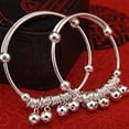 thumbnail image 5 of Besufy Adult Women Baby Bangle Infant Baby Silver Plated Adjustable Bell Bangle Hand Foot Bracelet Jewelry, 5 of 7