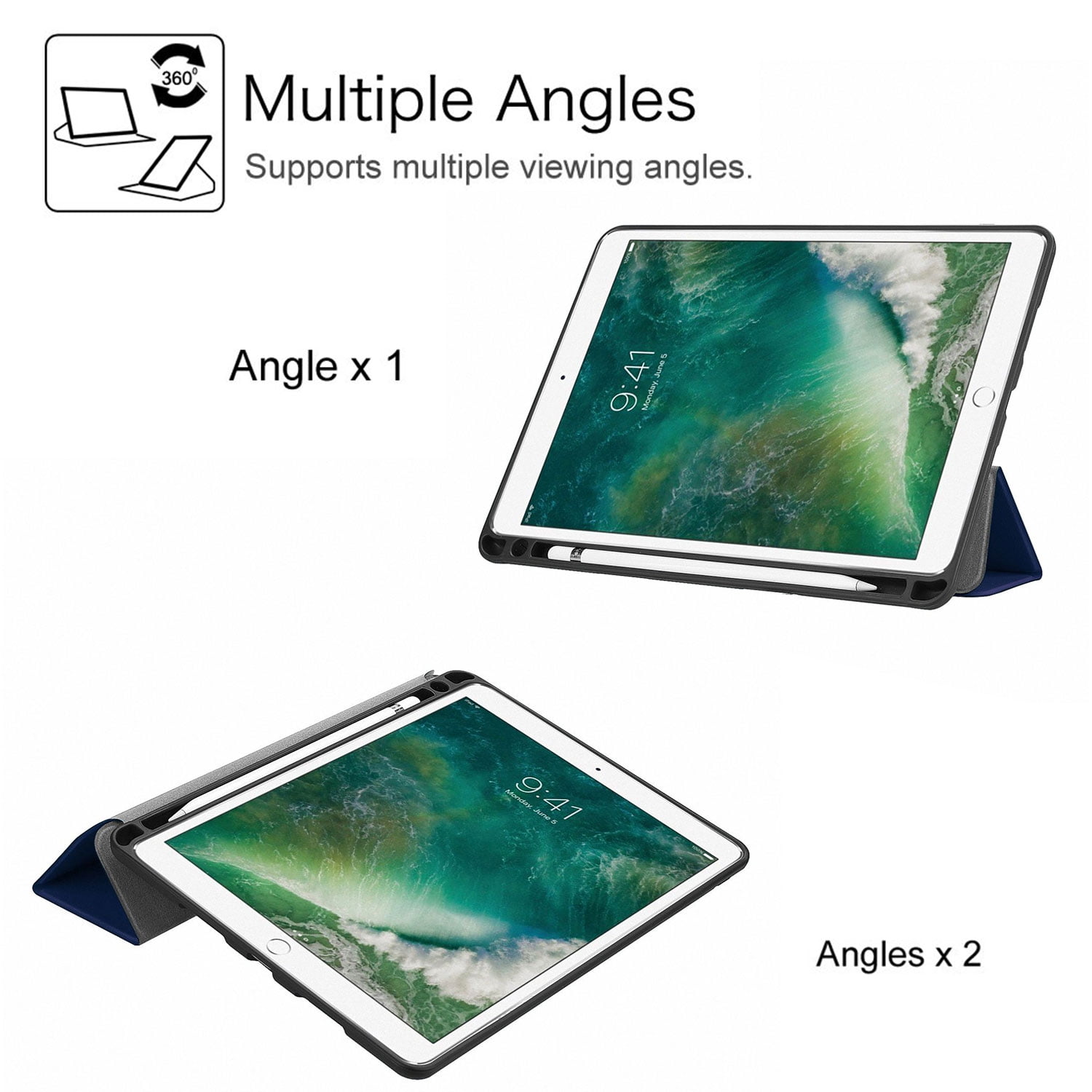 Allytech 10.5 Inch iPad Case, iPad Air 3st Generation Case (2019), iPad Pro 10.5 Case, Slim Pencil Holder Leather Stand Folio Smart Cover Auto Sleep Wake Shell for Apple iPad Pro 10.5/ Air 3,Darkblue