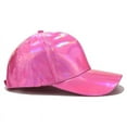 thumbnail image 4 of Faux Leather Baseball Cap Metallic Holographic Rainbow Reflective Snapback Hat, 4 of 14