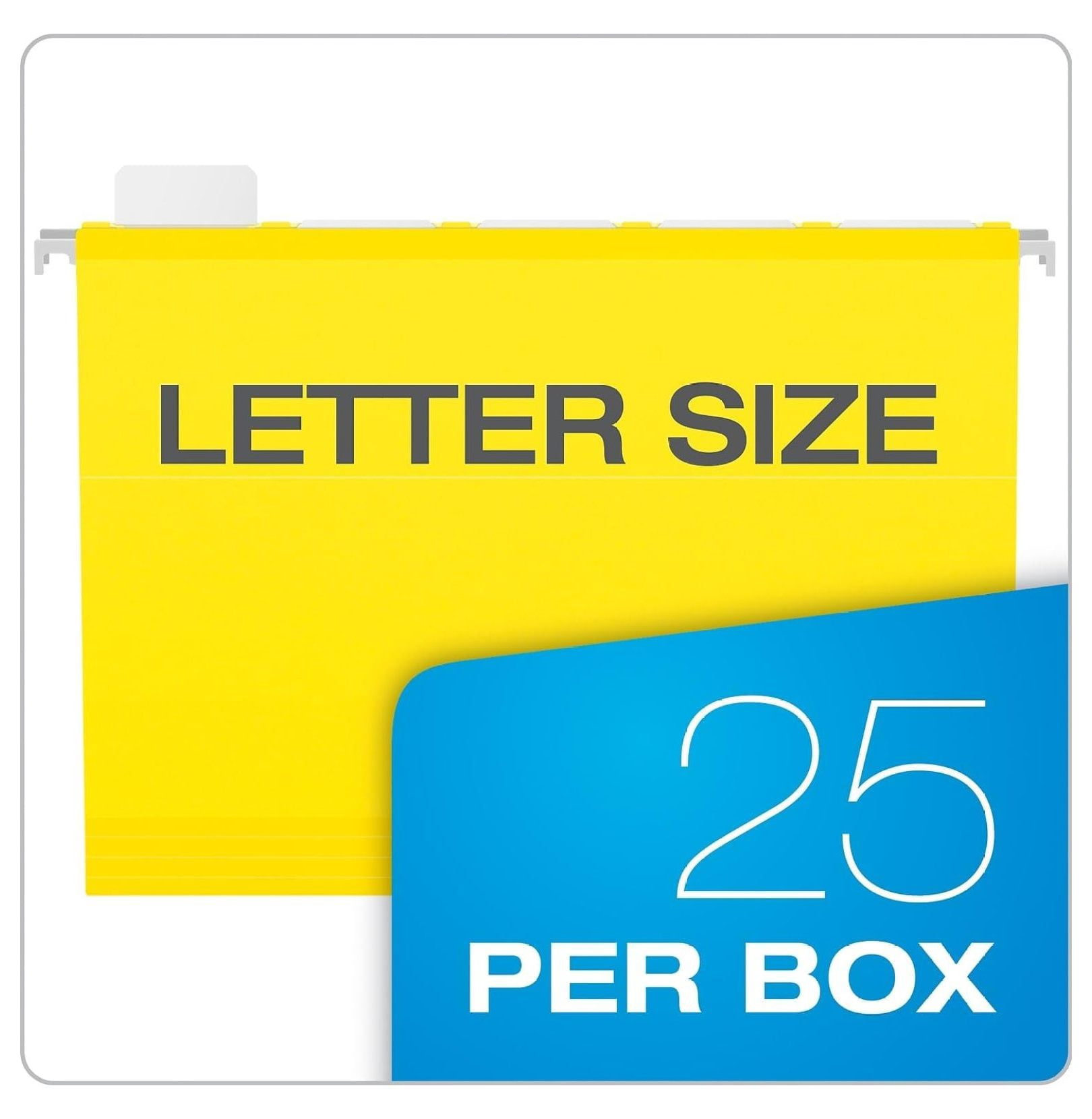 Ready-Tab Hanging File Folders, Letter Size, 5 Tab Yellow - Reinforced Hanging Folders, 25 Pack - Office Filing, Document Organization, Color Coded