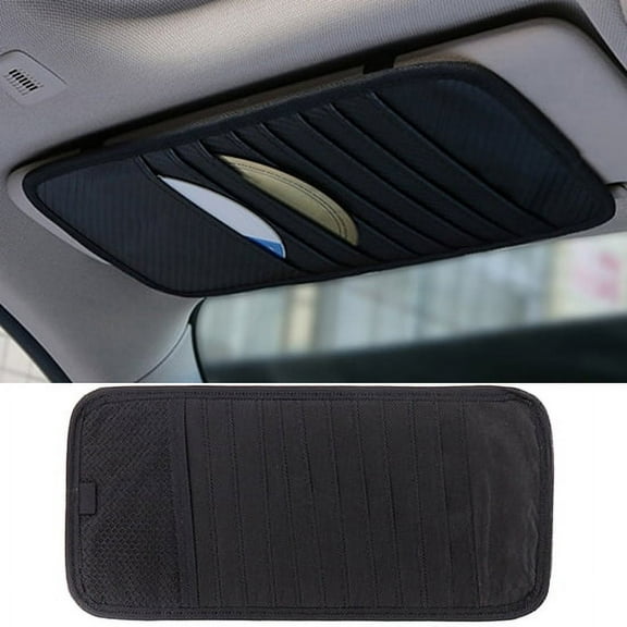 Walbest 1Pc Car Auto Visor CD DVD Card Case Holder Clipper Disks Hold Organizer Bag Black