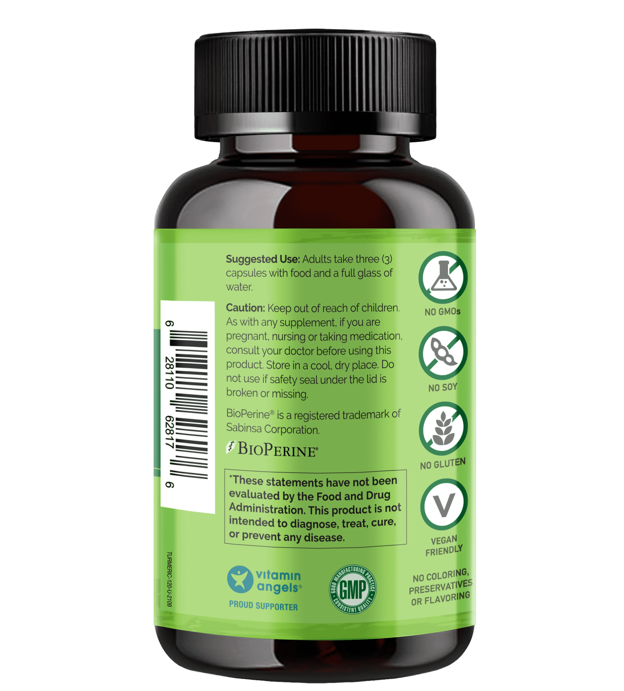 NATURELO Turmeric Curcumin - BioPerine for Better Absorption - Black Pepper, Ginger Root, Curcuminoids - Plant-based Joint Discomfort Support  - 120 Vegan Capsules