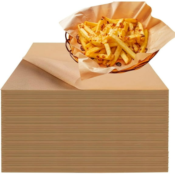 Hamburger Patty Paper Tutuviw 100Pcs Unbleached Parchment Paper Squares Non-Stick Wax Paper Sheets Food Basket Liners for Separate Burgers, Butter, Cookies, Storing Foods(10 x10in)