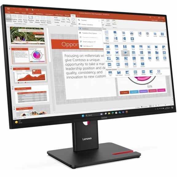 Lenovo ThinkVision T27-40 27" Class Full HD LED Monitor - 16:9 - Eclipse Black - 27" Viewable - In-plane Switching (IPS) Technology - WLED Backlight - 1920 x 1080 - 16.7 Million Colors - 300 Nit - ...