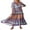 Lavande, variante sur Nituyy Robe Longue à Imprimé Floral pour Femme, Manches Mi-Longues, Col en V, Ourlet Fendu, Coupe Fluide Évasée pour l'Été