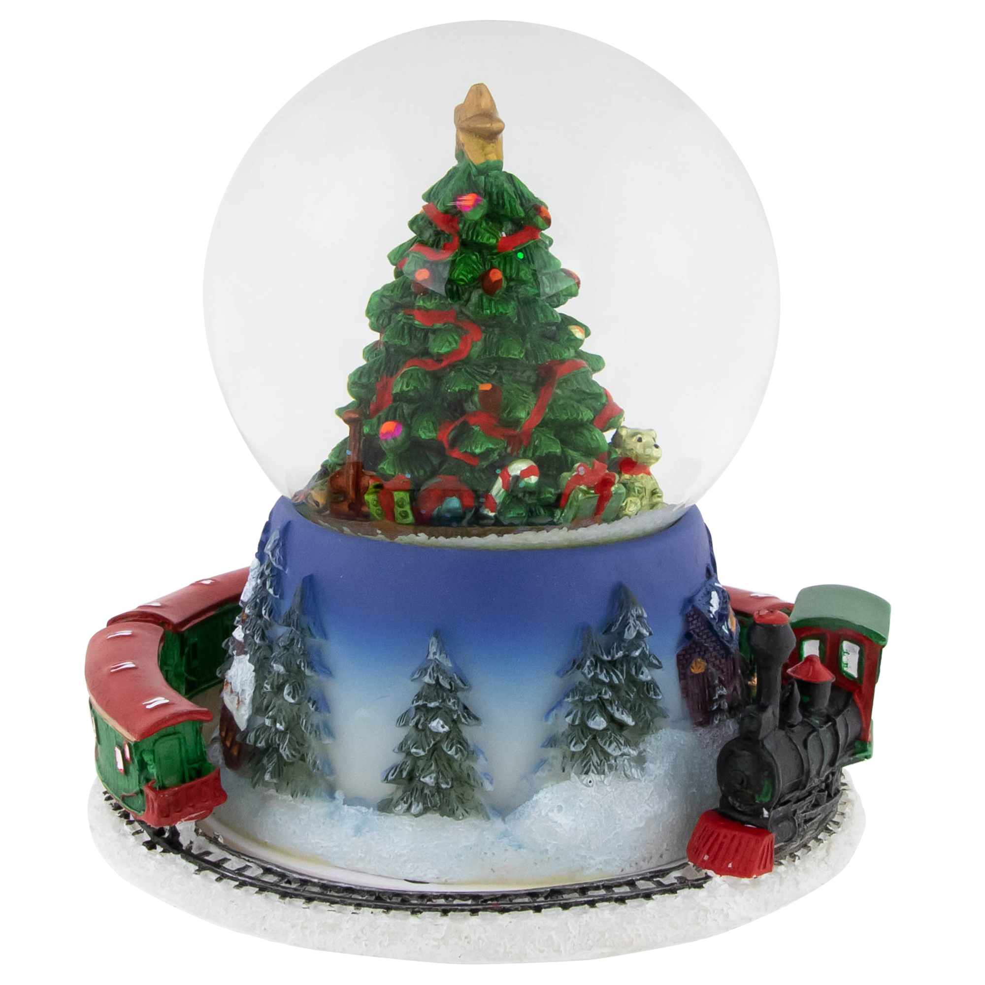 Snowman & Tree Musical Snow Globe – 5.5 Inches Tall, Resin & Glass, Plays "Frosty The Snowman", Knit Base