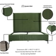 thumbnail image 4 of Mid-Century Modern Queen Bed Frame with Velvet Upholstered Headboard in Moss Green, Elegant Platform Bed with Wood Slat Support, 4 of 10