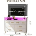 thumbnail image 2 of Modern 8-Drawer Dresser with Charging Station & RGB Lights | Wide Bedroom Dresser Chest with 3 Outlets + 2 USB Ports, App-Controlled LED Lighting for Gaming Setup, 2 of 7