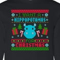 thumbnail image 4 of Inktastic I Want a Hippopotamus for Christmas Pixelated Ugly Sweater Long Sleeve T-Shirt, 4 of 5