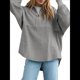 thumbnail image 2 of Sudadera Informal de Mujer con Cuello de Tortuga y Media Cremallera, Jersey Holgado de Larga, Ropa de Otoño Gris S, 2 of 7