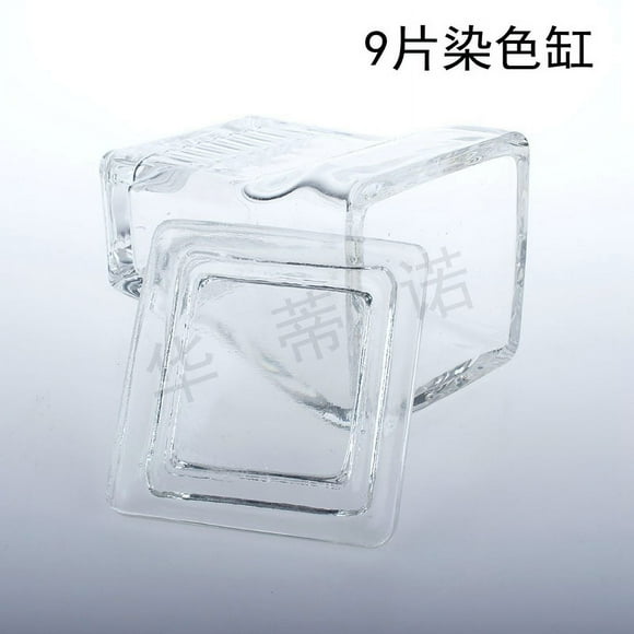 High Transparency Glass Staining Jar with 9-Slides - Clear Glass Specimen Jar Microscope Slide Cup and Glass Staining Bottle for Laboratory Uses