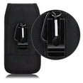 thumbnail image 6 of For Galaxy S24 5G Vertical Nylon Canvas Holster Universal Cell Phone Pouch Velcro Closure with Credit Card Slot & Belt Clip Loop Carabiner - Black, 6 of 8
