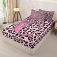 thumbnail image 2 of Homewish Cheetah Print Kid Zipper Full Size Comforter Sets with Fitted Sheet and 2 Pillowcases, Sequin Print E Letter Zipper Bedding Set, Pink Reversible, 4pcs, 2 of 6