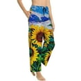 thumbnail image 2 of Disketp Landscape With Sunflowers Print Women'S Comfy Pajama Pants Casual Drawstring Palazzo Lounge Wide Leg Pants, 2 of 9