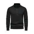 thumbnail image 2 of KelaJuan Men's Fall Knit Pullover, Button Down Long Sleeve High Neck Casual Fitted Tops Sweatshirt, 2 of 6