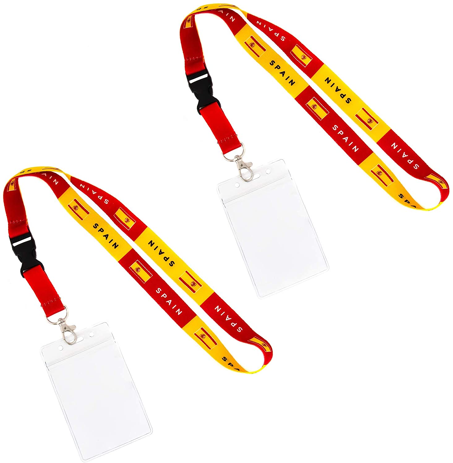 Spain Country Flag Lanyard 2Pack Detachable Breakaway
