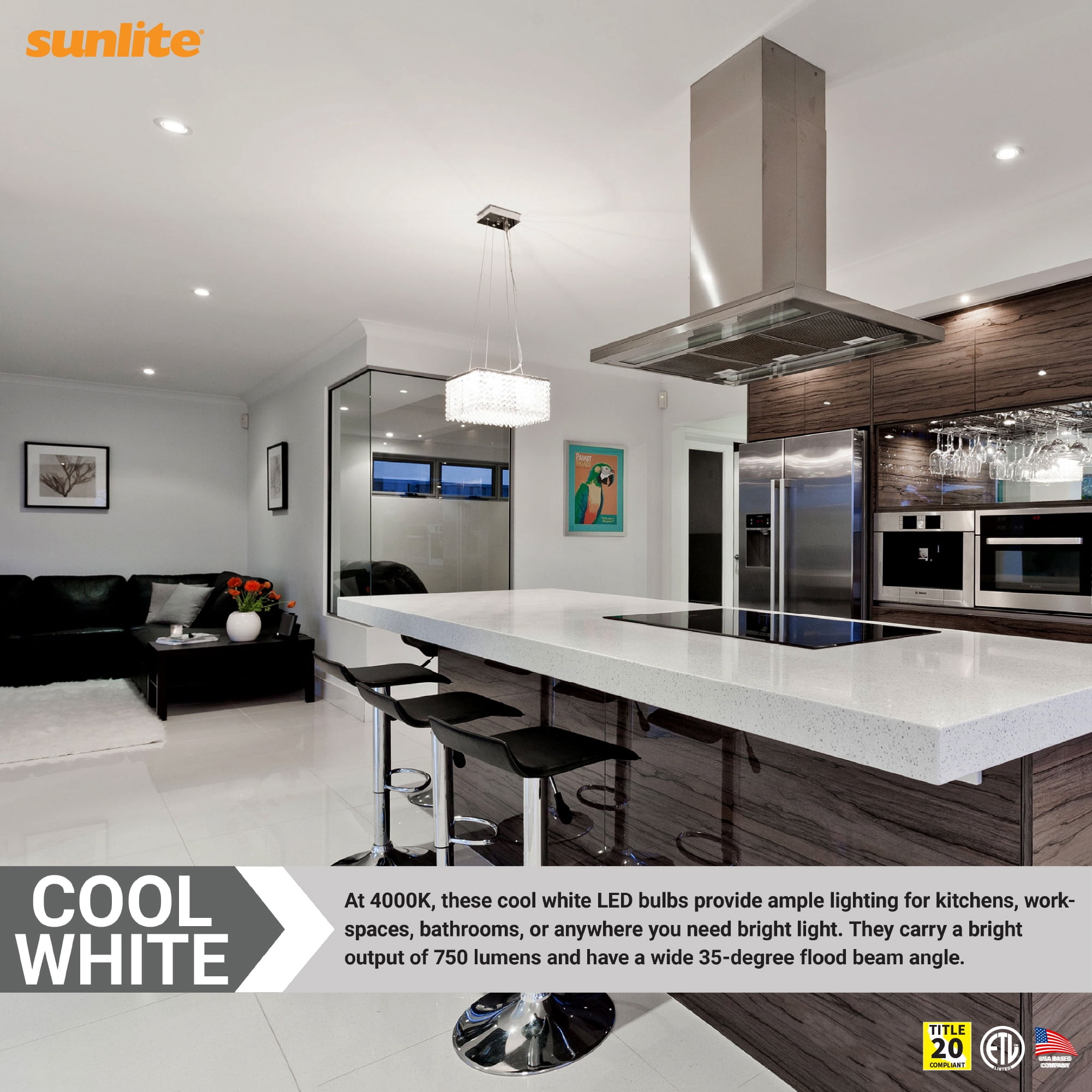 Sunlite LED PAR30 Reflector Light Bulb, 9 Watts (75W=), 750 Lumens, Medium E26 Base, 90 CRI, Dimmable, Floodlight, ETL Listed, Title-20 Compliant, 40K-Cool White, 24 Pack