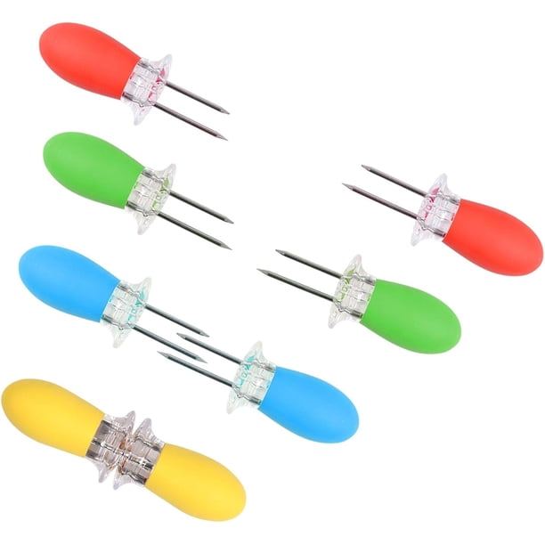 Soportes para mazorcas de maíz, soportes duraderos de acero inoxidable para barbacoa, cocina casera, picnics, fiestas, diseño entrelazado que garantiza un almacenamiento seguro, mango ergonómico de