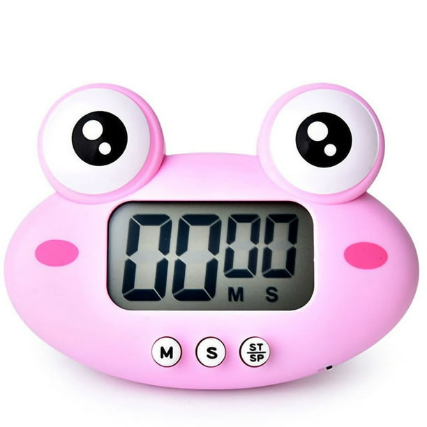 Temporizador digital magnético para estudiantes, con forma de animal, de 100 minutos, con batería para cocina, diseño de princesa rana rosa.