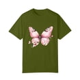 thumbnail image 2 of NAMTYQX T Shirts for Women Gemusterte Lightweight Cool Plus Size Print Loose Fit Short Sleeve Casual Crewneck Summer Tops for Women 2025 Army Green Size M, 2 of 4