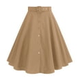 thumbnail image 4 of Riforla Women's A Line Flared Midi Skirt Vintage Stretch High Waisted Button Down Swing Skirt with Pockets and Belts Skirts for Women Trendy Beige XL, 4 of 6