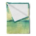 thumbnail image 2 of Beach Soft Flannel Fleece Throw Blanket, View of the Sea in Grunge and Retro Style Horizon Cloudy Sky Summer, Cozy Plush for Indoor and Outdoor Use, 70" x 90", Earth Yellow Turquoise, by Ambesonne, 2 of 5