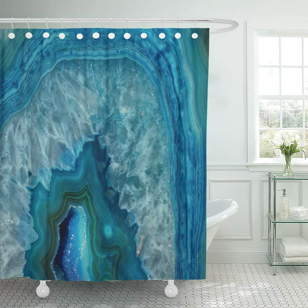 Suttom Science Blue Geode Rock Agate, Agate Shower Curtain
