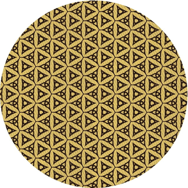 Ahgly Company Machine Washable Indoor Round Transitional Bright Gold Yellow Area Rugs, 3' Round