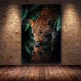 thumbnail image 4 of Jungle Jaguar Drinking Pond Mirror Reflection Canvas Wall Art,Dappled Tiger Ornament Pictures fit Passage Parlor Condo Interior Ready to Hang-36"L x 24"W, 4 of 10