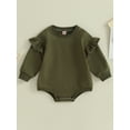 thumbnail image 2 of Bagilaanoe Newborn Baby Girl Oversized Romper Sweatshirt Long Sleeve Bodysuits Solid Color Pullover 3M 6M 12M 18M Infant Casual Tee Tops, 2 of 8