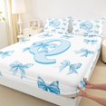 thumbnail image 3 of Homewish Blue Ribbon Letter Q Twin Sheet Sets, Cartoon Fairy Tale Princess Bow Monogrammed Microfiber Bedroom Decor, 3pcs, 3 of 7