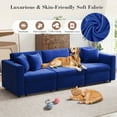 thumbnail image 3 of Planntonneo 99.3'' Modular Sectional Couches with Storage Velvet Loveseat Sofa for Living Room, Blue, 3 of 7