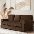 thumbnail image 3 of TOPCHANCES Velvet Sofa Covers, Stretch Armchair Couch Slipcovers , Soft Furniture Slipcover with Separate Cushion Covers and Backrest Covers (7-piece Set for 3 Cushion Sofa, Coffee), 3 of 12