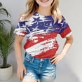 thumbnail image 2 of kpoplk Girls Boys 4th of July American Flag Patriotic USA Shirt Kids Independence Day Tops Girl Short Sleeve Fashion Outfit(Blue,4-5 Y), 2 of 4