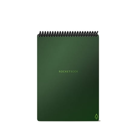 "Rocketbook Flip Digital Reusable and Sustainable Smart Spiral Notepad - Green - Executive Size Eco-friendly Notepad (6"" x 8.8"") - 36 Dot-Grid and Lined Pages - 1 Pen and Microfiber Cloth Included"