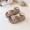 thumbnail image 2 of Gubotare Baby Sandals Infant Baby Girls Boys Summer Sandals Open Toe Lace Princess Dress Flats Shoes Newborn Toddler Soft Non-Slip Sole Walker Crib Shoes Size 6 (Beige,6 Toddler), 2 of 7