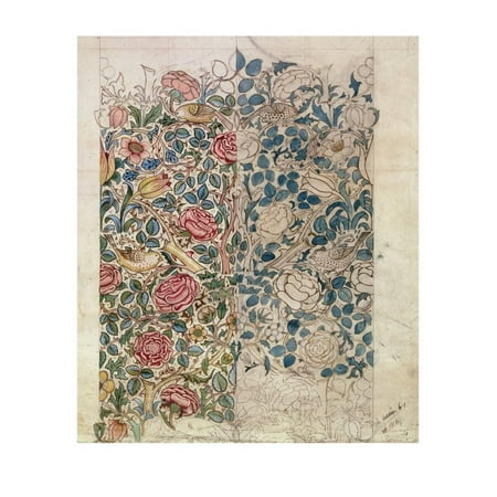 - Rose' Wallpaper Design (Pencil and W/C on Paper) Print Wall Art By William Morris