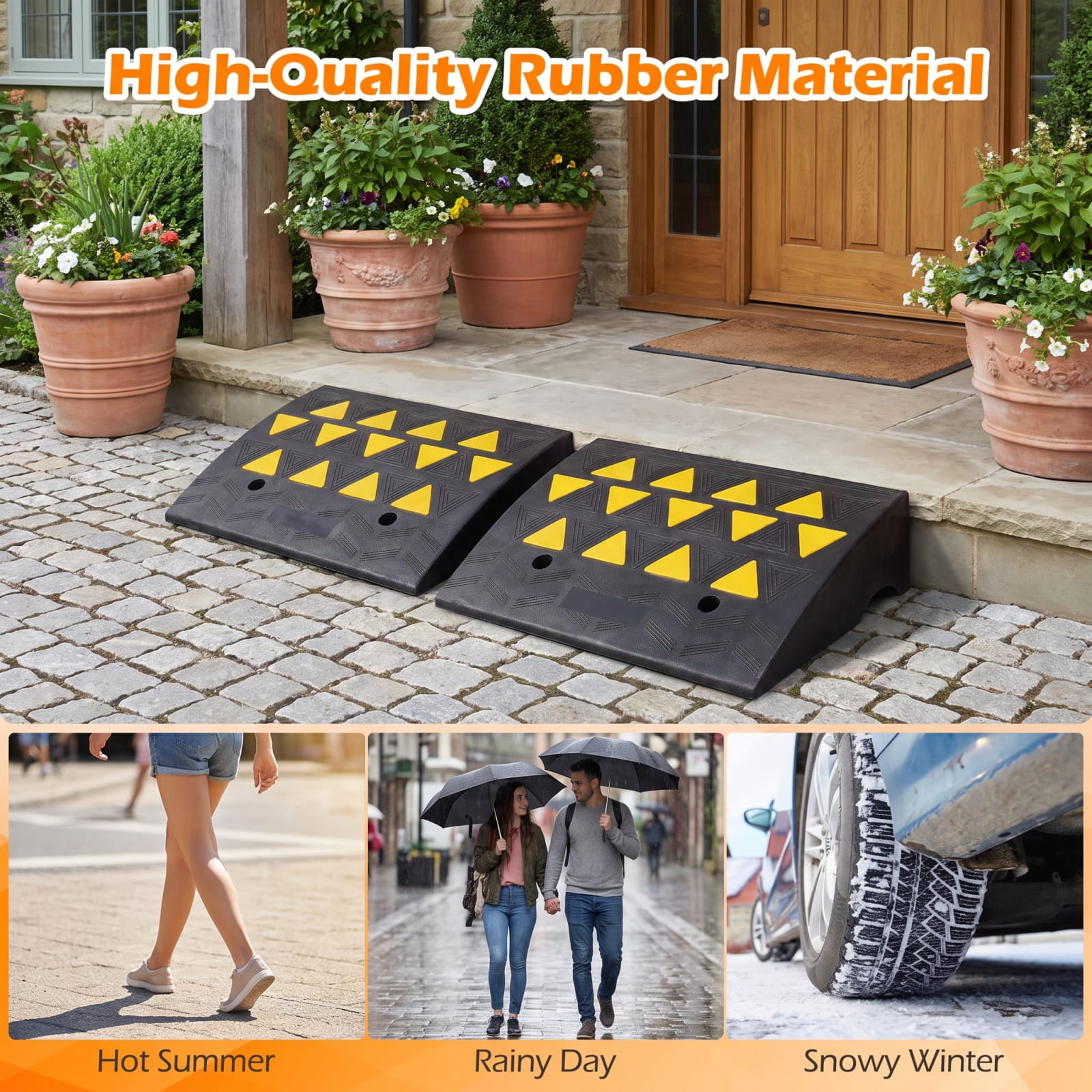 Biotree Driveway Threshold Ramps with 6 Inch Rise for Medium Trucks, 2 Pcs, Black