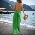 thumbnail image 4 of Gamivast Maxi Dresses for Women Spaghetti Strap V-Neck Solid Long Dress Loose Fit Flowy Beach Dress Cotton Feel Summer Vacation Casual Daily Wear, 4 of 6
