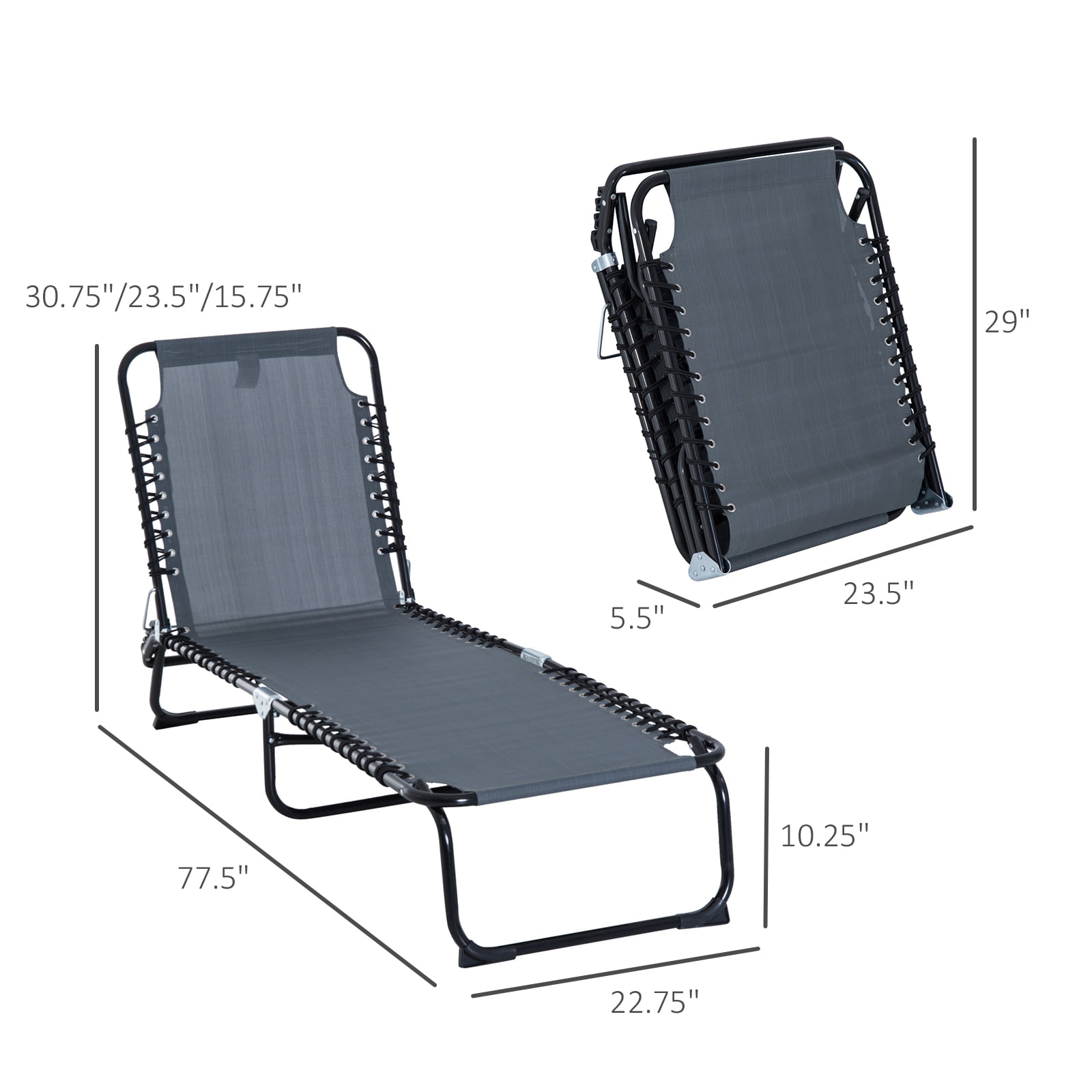 Folding Garden Sun Lounger Portable Recliner Patio Furniture Outdoor Chair Bed 