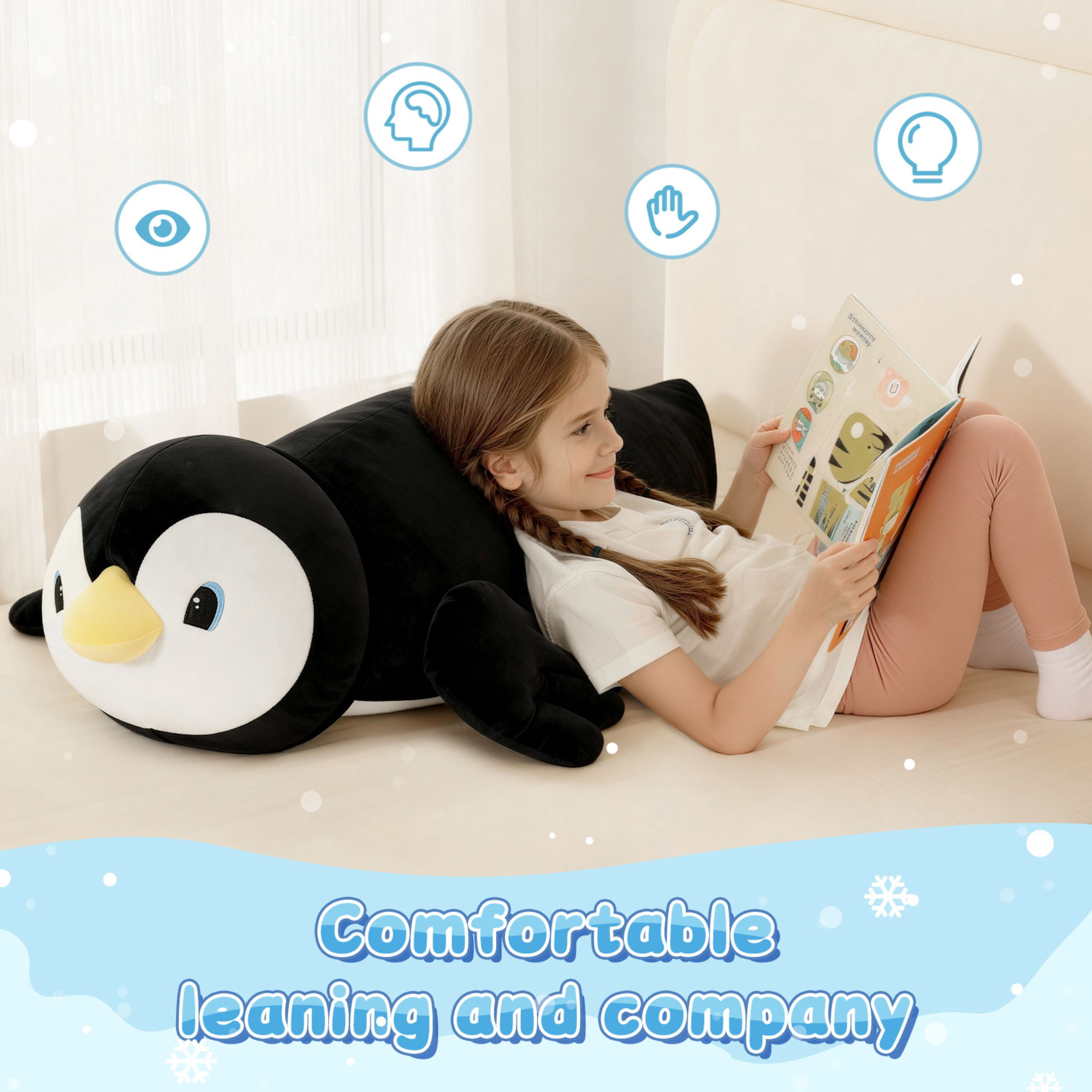 Muiteiur 39" Penguin Stuffed Animal Large Penguin Plush Body Pillow