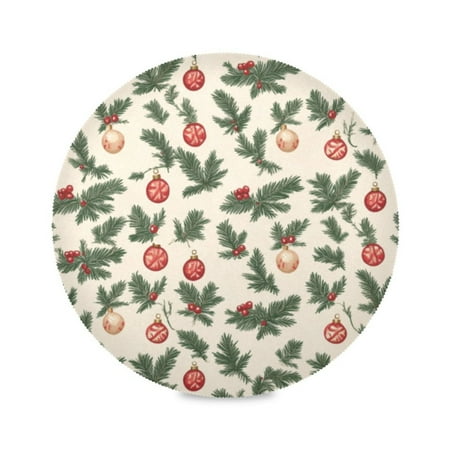 

Round Plate Mat 15.4x15.4 Inchesx4 Placemat Table Mat Kitchen Mat Coffee Mat Fabric Thick Strong Wear-Resistant Heat Resistance Christmas Style Gift1