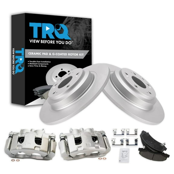 TRQ Front Brake Calipers Ceramic Pads & Rotors Fits Select 06-16 LaCrosse Lucerne DTS