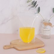 Aspire 50 PCS 16 OZ Reclosable Zipper Clear Drink Pouches Bags, Disposable Smoothie Juice Pouches, FDA Compliant