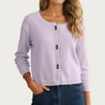 thumbnail image 2 of Cardigan for Women Knitted Button Down Light Light Purple Sweaters for Women Comfort Colors Fall Fashion Going Out Tops for Women, 2 of 5