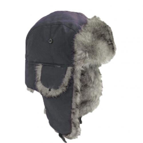 Warm Russian Winter Ski Fur Ear Flaps Bomber Hat w/ Nebraska Cornhuskers Pin 