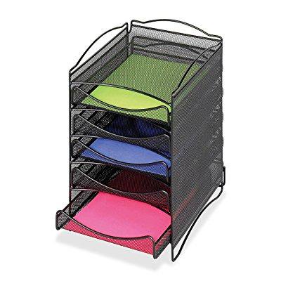 Safco Products 9432BL Onyx Mesh Literature Organizer, 5 Drawer, Black