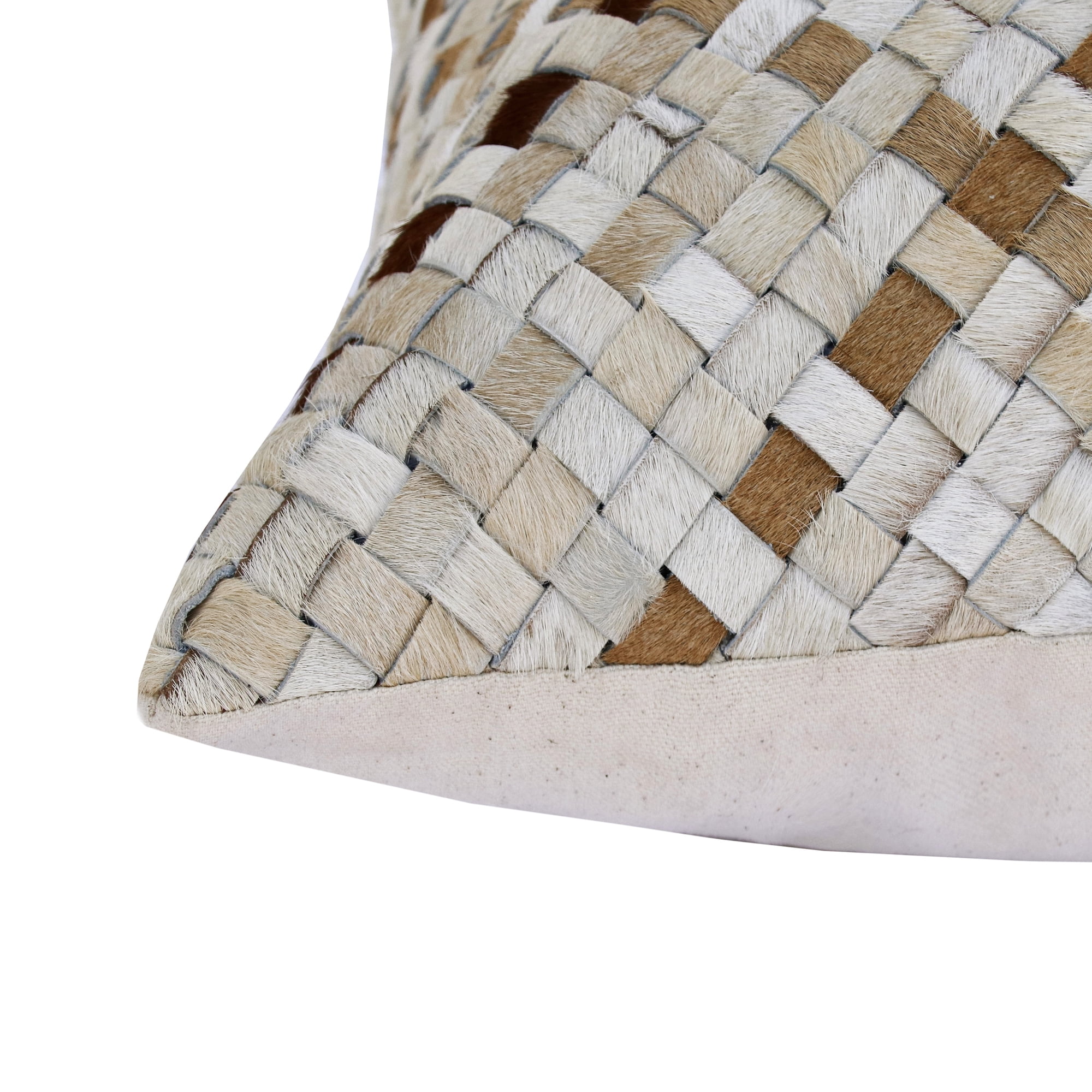 Ox Bay Brody 16" x 24" Ivory/Brown Woven Faux Hide Adult Decorative Lumbar Throw Pillow Cover