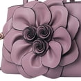 thumbnail image 4 of Faraee Womens Flower Purses and Handbags Leather Fashion Small Shoulder Crossbody Tote Bag Work Casual Top Handle Satchel Purple, 4 of 4